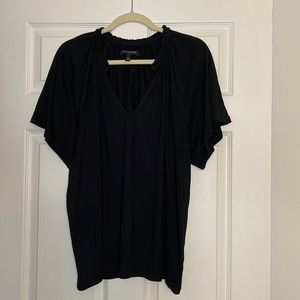 Banana Republic Factory Knit Top w/Gathered Neck and Flutter Sleeve